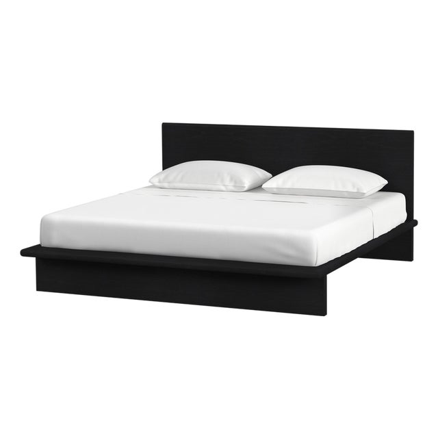 Halmstad Wood Platform King Bed, Black For Sale