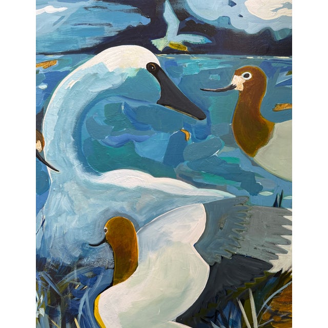 Abstract Expressionism “Nosey Neighbors” a Swan Painting by LWren Walraven For Sale - Image 3 of 18