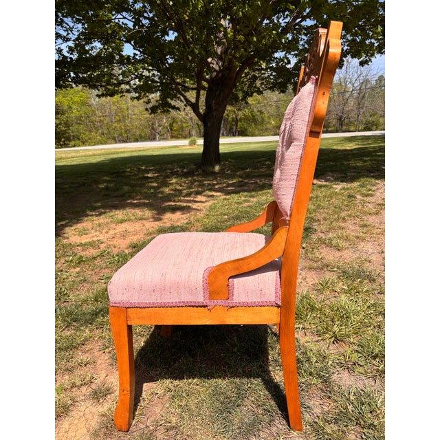 Victorian Antique Eastlake Victorian Parlour Side Chair With Pink Dupioni Silk Upholstery For Sale - Image 3 of 12