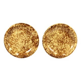 19th Century Pair of Rockingham Glaze Spatterware Yellowware Pottery Plates For Sale