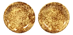 19th Century Pair of Rockingham Glaze Spatterware Yellowware Pottery Plates