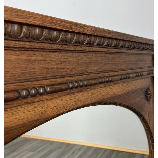 Wood Vintage French Style Carved Oak Wall Mirror For Sale - Image 7 of 10