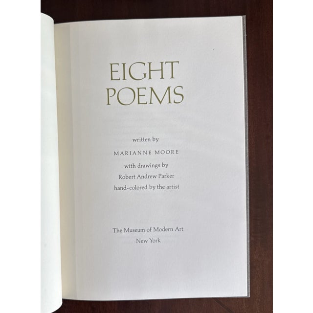 Eight Poems Marianne Moore, Signed by the author, and Illustrated by Robert Andrew Parker. Individually hand colored and...