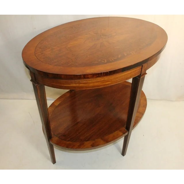 English 19th Century Sheraton Inlaid Marquetry Rosewood & Satinwood Oval Center Table For Sale - Image 3 of 10
