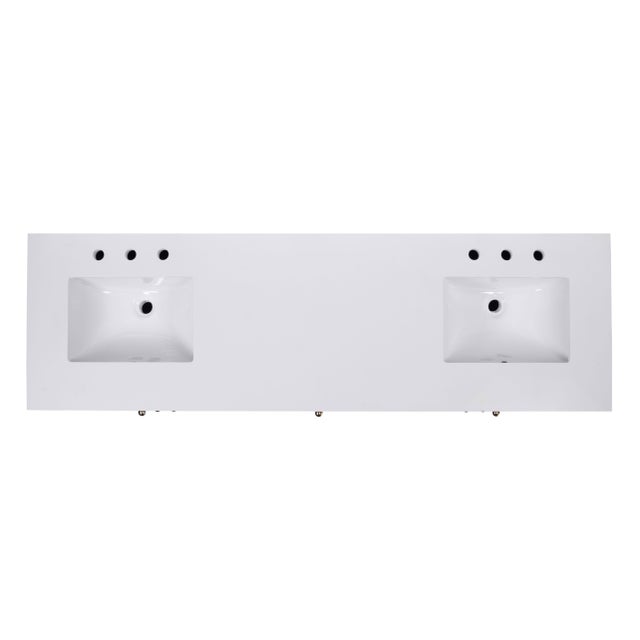 Nora 72 in. W Quartz and Wood Double Sink 4 Drawer Bathroom Vanity Set, Light Natural For Sale - Image 10 of 11