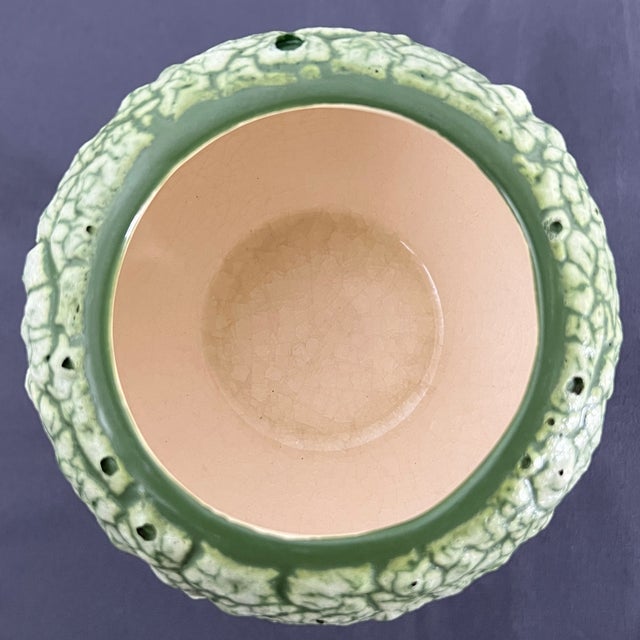 Dark Green Vintage Volcanic Glaze Ceramic Studio Art Pottery Covered Urn Vessel For Sale - Image 8 of 8