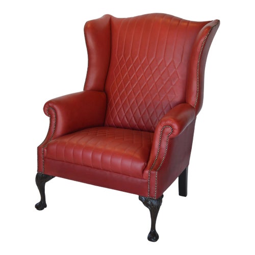 Late 19th Century, English Wingback Leather Chair