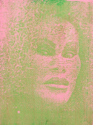 Peter Mayer, Jocelyn Wildenstein (Pink/Green), Acrylic and Silkcreen on Canvas