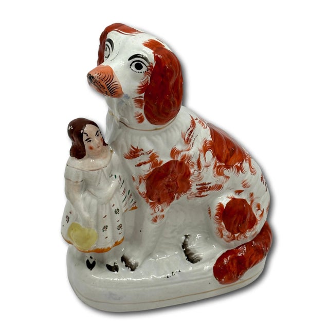 A Very Unusual Pair of Large Size Antique English Staffordshire Pottery Dog Figures - Circa Mid 19th Century For Sale - Image 9 of 18