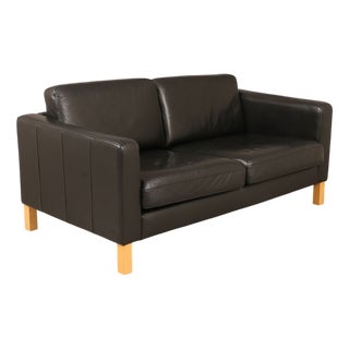 Karlstad Black Leather Sofa from Ikea For Sale