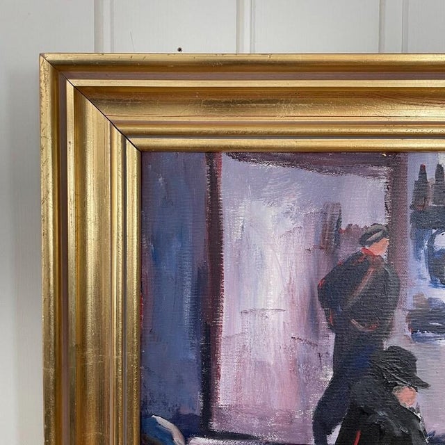Mid-Century Modern 1930s Early Swedish Modernist Interior Scene Oil Painting by Göte Lundberg For Sale - Image 3 of 14