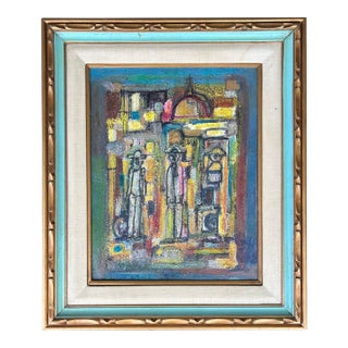 Abstract Cityscape Oil Painting by Jadden Massanet, 1991 For Sale