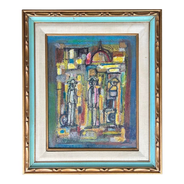 Abstract Cityscape Oil Painting by Jadden Massanet, 1991 For Sale