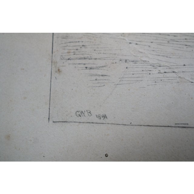 Printmaking Materials Antique George William Bohde Signed Barn Pond Landscape Etching 31" For Sale - Image 7 of 12