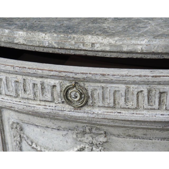 Pair of Large Antique French Louis XVI Style Painted Demi-Lune Buffets, 1900s For Sale - Image 10 of 18
