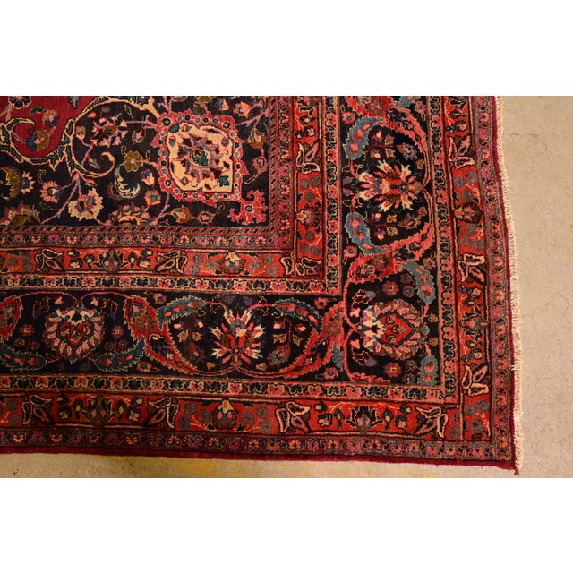 Makhmalbaf Signed Fine Hand-Woven Persian Ghom Room Size Wool Rug, Circa 1940s For Sale In South Bend - Image 6 of 11
