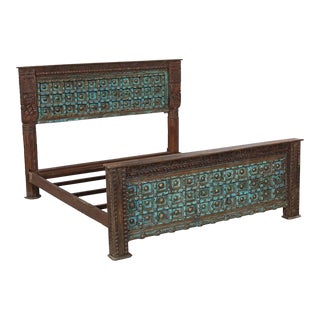 Indian King Size Bed Made From 19th Century Antique Doors and Columns For Sale