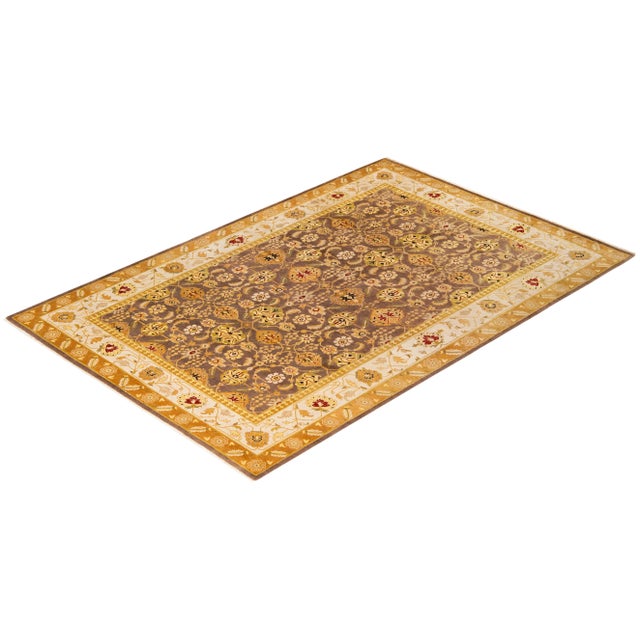 Brown Vintage Moroccan Hand Knotted Wool Area Rug, Brown - 6'2" X 9'2" For Sale - Image 8 of 9