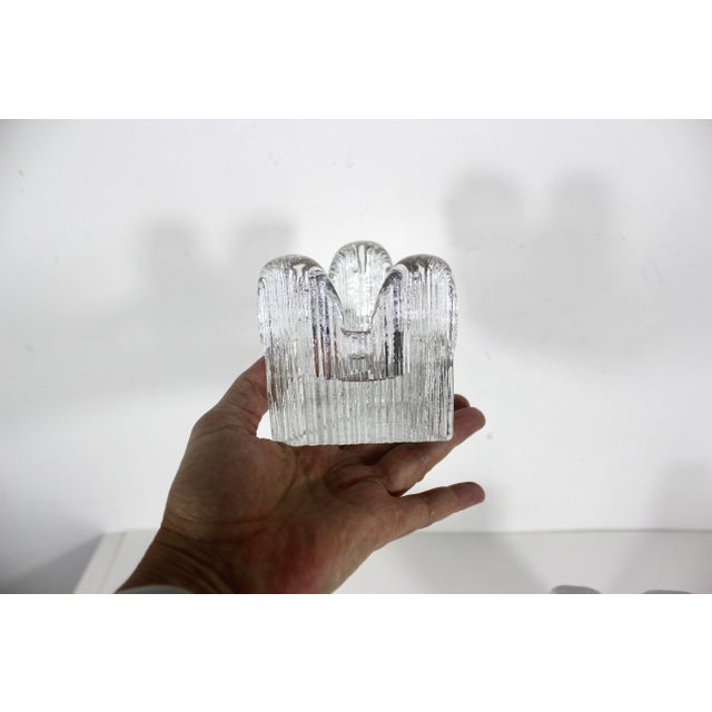 Pair of Kosta Boda Sweden “Skyline” Fluted Triangular Art Glass Crystal Candleholders Designed by Anna Ehrner For Sale - Image 11 of 11