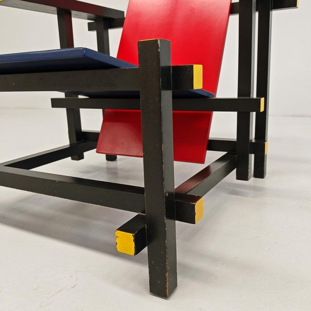 Red and Blue Maestri Series Armchair by Gerrit Thomas Rietveld for Cassina, 1980s For Sale - Image 9 of 18
