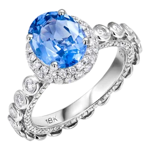 Ceylon Sapphire Diamonds 4.31 Carat Eighteen Karat Gold Cocktail Ring Size 6
