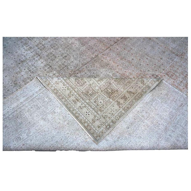 Antique Persian Tabriz Wool 13x18 Gray & Ivory Handmade Oversized Area Rug #1142928 For Sale - Image 15 of 16