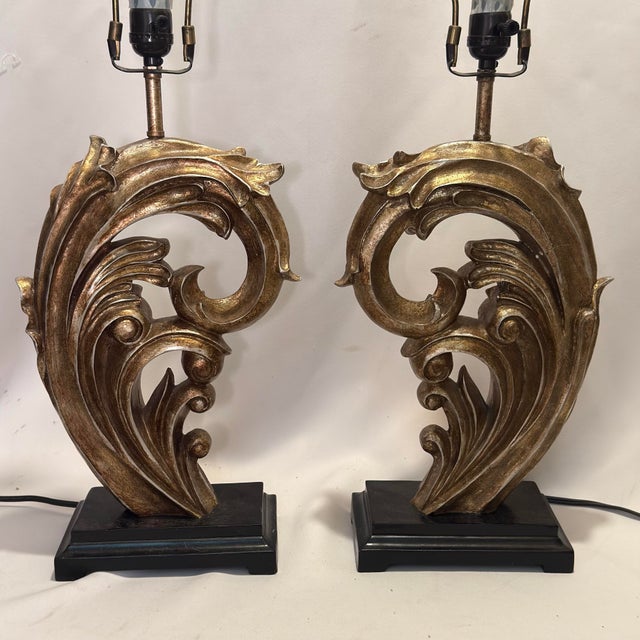 Maitland - Smith Late 20th Century Theodore Alexander Style Florentine Gilt Table Lamps - A Pair For Sale - Image 4 of 12