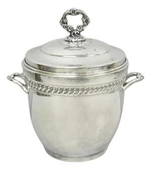 Vintage Sheffield Victorian Silver Plated Glass Lined Bar Ice Bucket W/ Lid