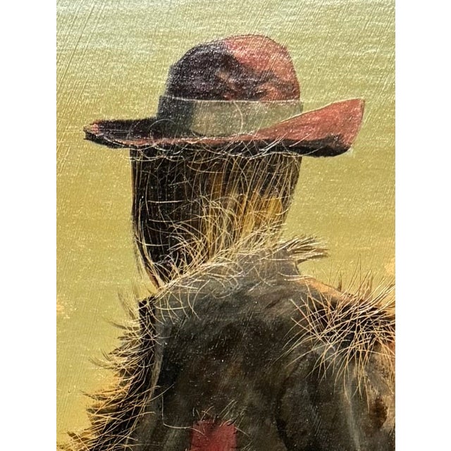 Early 20th Century The Enigmatic Sentinel: A Pastoral Scarecrow Scene in Oil and Sgraffito For Sale - Image 9 of 12