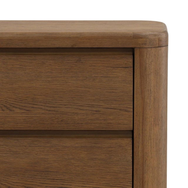 Simple Brown Oak Two-Drawer Nightstand For Sale In Los Angeles - Image 6 of 7