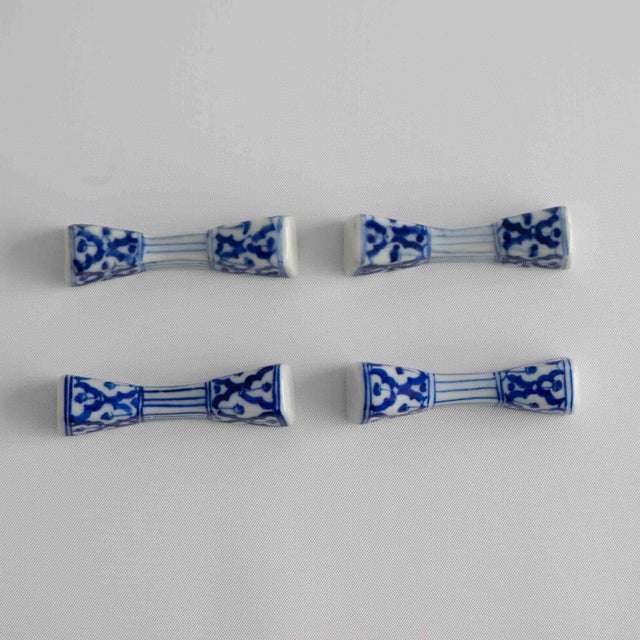 White Vintage Blue & White Porcelain Chopstick Rests - Set of 4 For Sale - Image 8 of 10