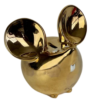 Vintage Ceramic Italian Gold Plated Mouse Piggy Bank With Extra Large Ears