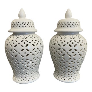 Pierced Blanc De Chine Ginger Jar, Pair For Sale
