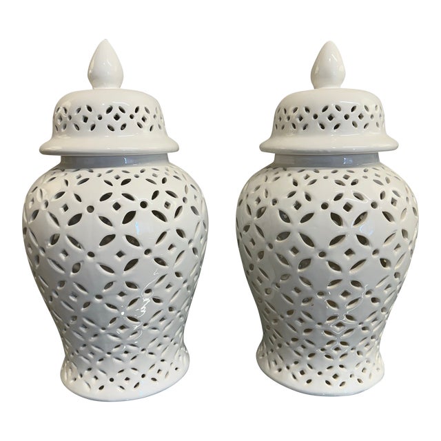 Pierced Blanc De Chine Ginger Jar, Pair For Sale