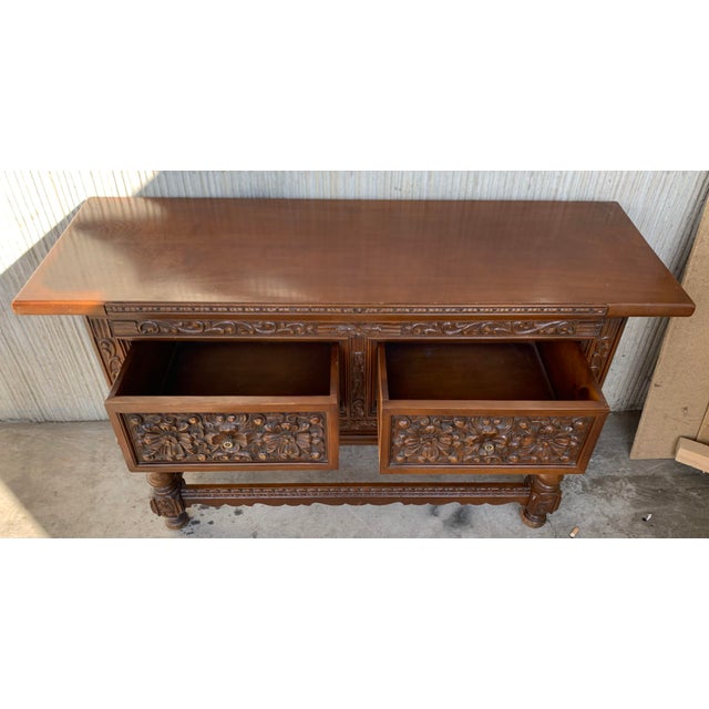 1930s Spanish Walnut Console Chest For Sale In Miami - Image 6 of 11