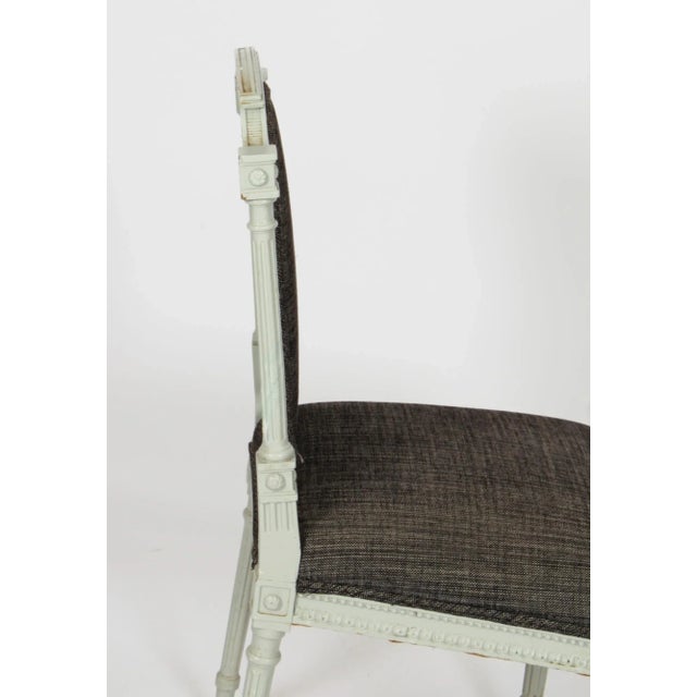 Vintage Louis XVI Revival Blue Grey Painted Dining Chairs, 1950s, Set of 10 For Sale - Image 9 of 18