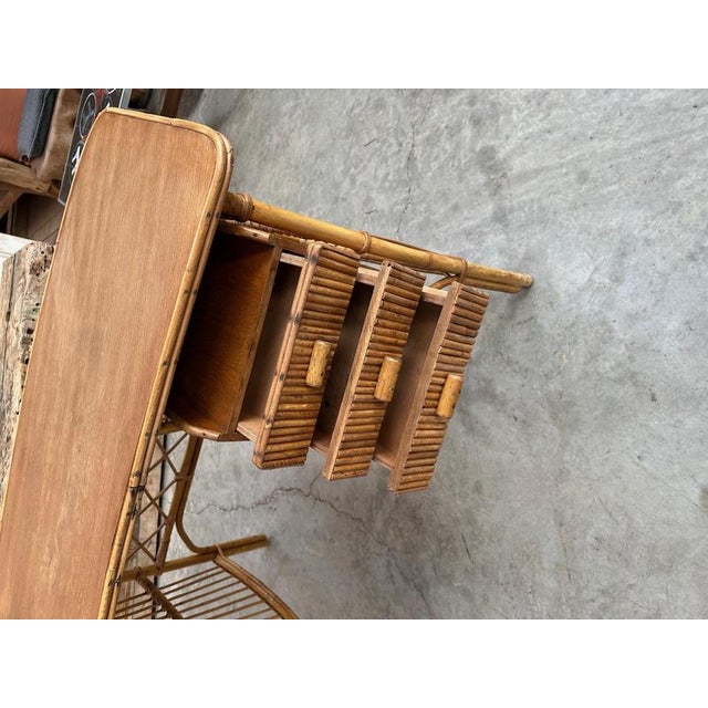 Blonde Rattan Desk, 1960s For Sale - Image 8 of 15