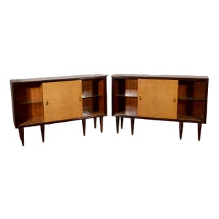 Art Deco Style Two-Tone Sliding Door Sideboards, Set of 2 For Sale