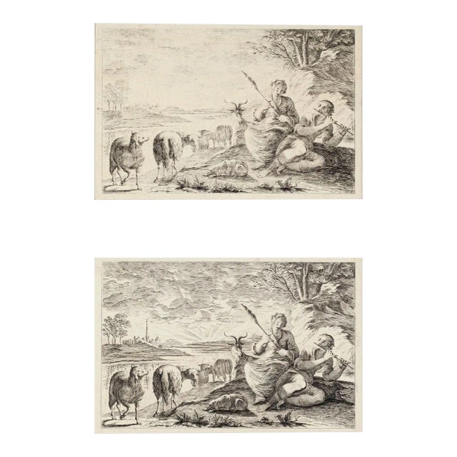 Shepherds - Set of 2Original Etchings - 1760 ca. 1760 ca. For Sale