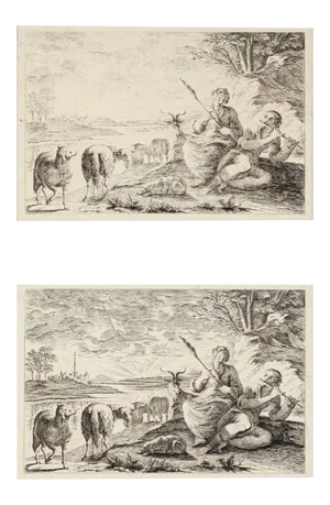 Shepherds - Set of 2Original Etchings - 1760 ca. 1760 ca.
