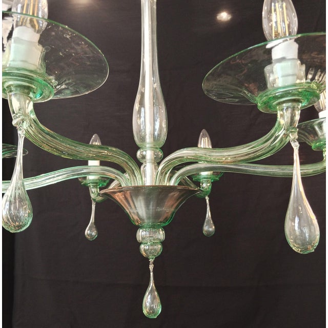 Teal Blown Glass Chandelier by MVM Cappellin Murano, 1920s For Sale - Image 8 of 11
