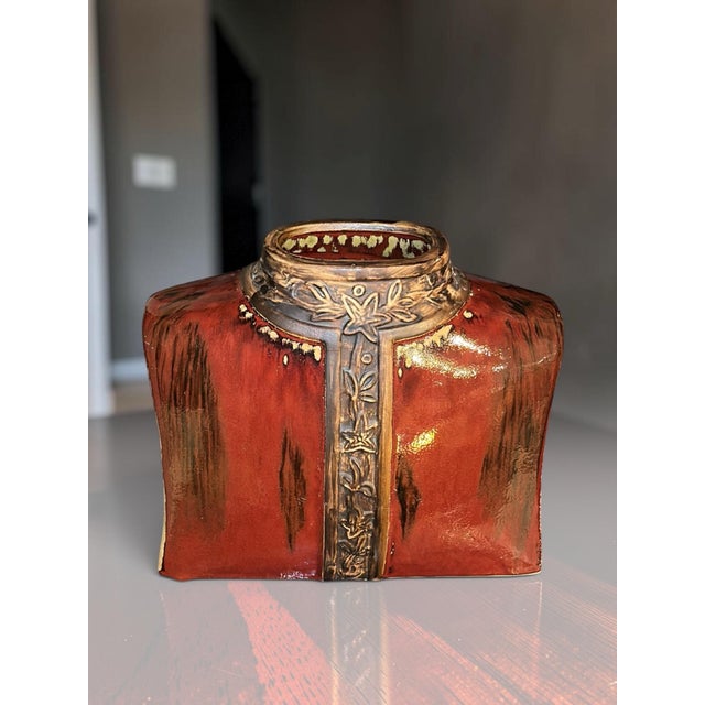 Vintage Asian Jacket Ceramic Vase in Oxblood Glaze For Sale - Image 4 of 12