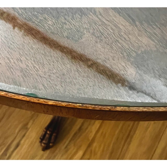 Imperial Grand Rapids Tripod Claw-Foot Lamp Table With Glass Insert, C. 1935–1950 For Sale - Image 12 of 12
