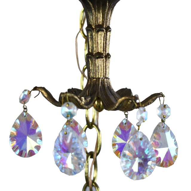 Mid-Century Modern Vintage Brass Swag Chandelier For Sale - Image 3 of 4
