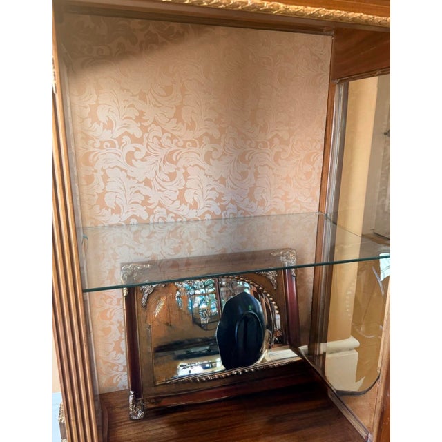 1990s Vintage French Louis XVI Marble Gilt Glass Display Vitrine Cabinet For Sale - Image 5 of 10