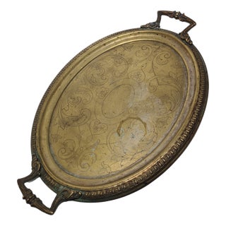 Antique Polish Oval Guilloshed Tray from Jarra, 1890s For Sale