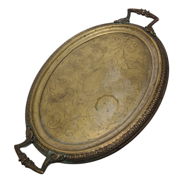 Antique Polish Oval Guilloshed Tray from Jarra, 1890s For Sale