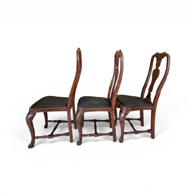 Brown 18th Century Rococo Set of 6 Painted Dining Chairs From Lucca For Sale - Image 8 of 10