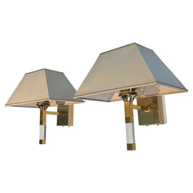 Lucite and Gilt Wall Sconces, circa 1970 - A Pair For Sale - Image 13 of 13