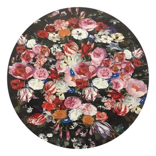 Festoon Flowers Vegan Leather Round Pebble Placemat, Set of 4 For Sale
